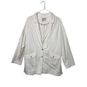 Anthropologie Pilcro Oversized Corduroy‎ Blazer Jacket Ivory Size Large
